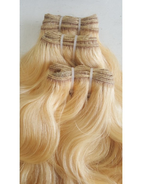 Indian Remy Processed Blonde Natural Wavy Hair Weaves