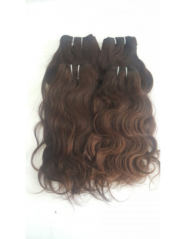 Unprocessed Natural Brown Wavy Remy Human Hair Extensions, Smooth Texture & Tangles Free